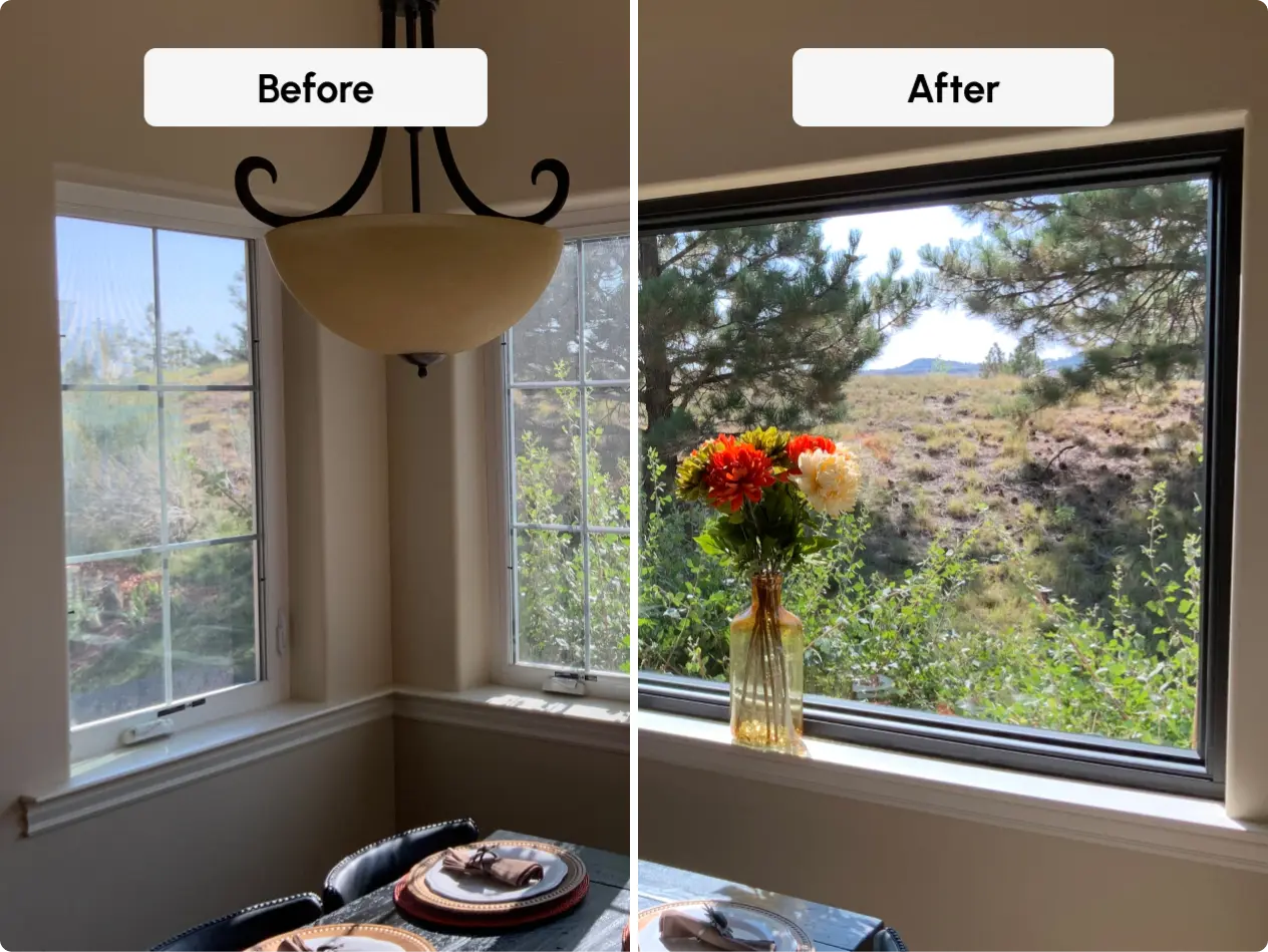 Before and after of a window replacement.