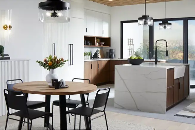 Modern kitchen and room.