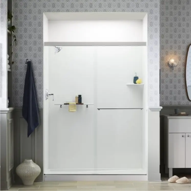 Modern walk-in shower.